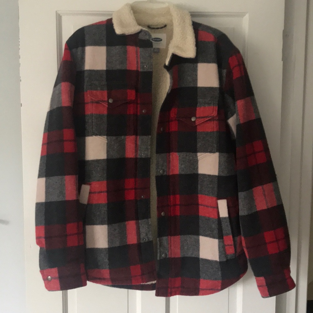 men’s sherpa jacket in buffalo check